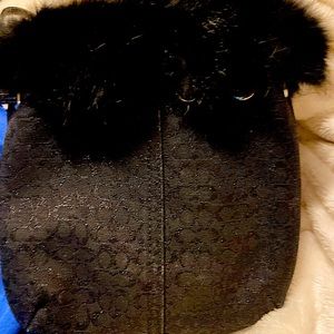 Authentic Coach wristlet with real fur trim